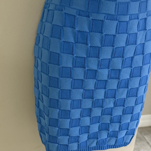 Solid and Striped French Blue Basketweave Knit Two-Piece Set - Picture 6 of 7